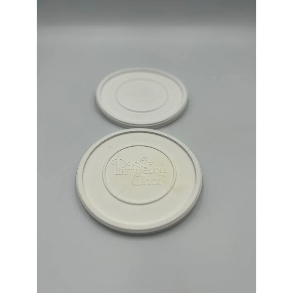 The Pampered Chef White Plastic Replacement Lids Set of 2 Prep Bowl Covers